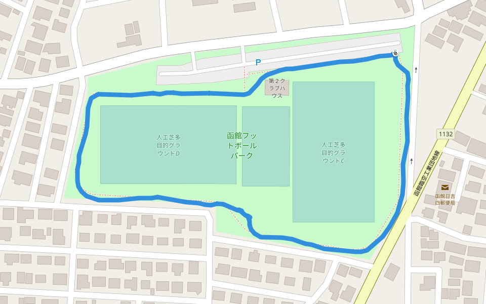 函館フットボールパーク walking route map in Hakodate