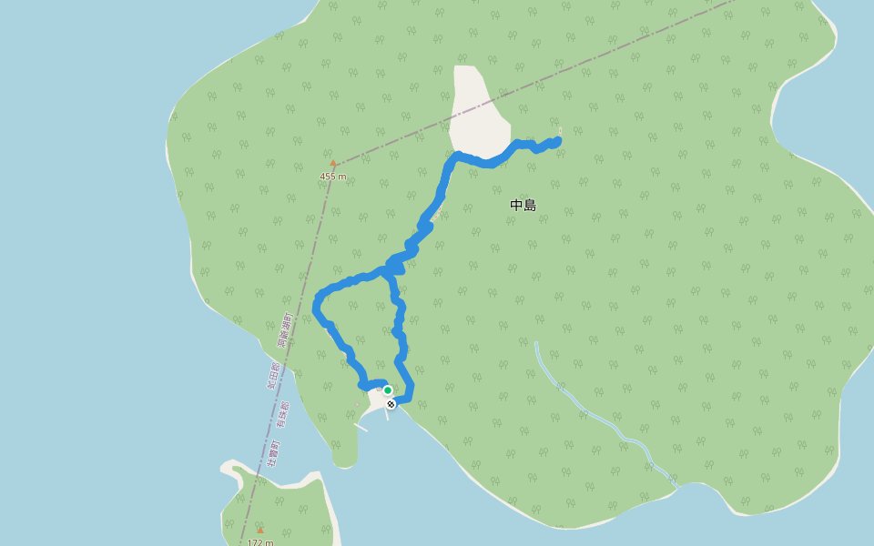 洞爺湖中島 walking route map in Sobetsu