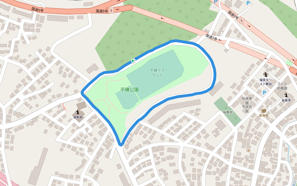 平磯公園 walking route map in Otaru