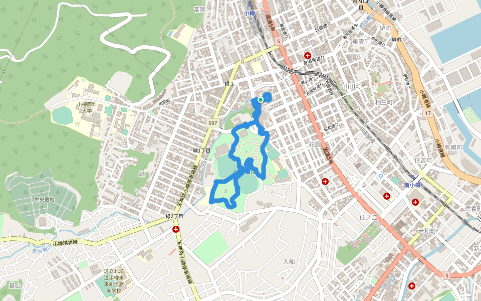 伊藤長右衛門像 walking route map in Otaru
