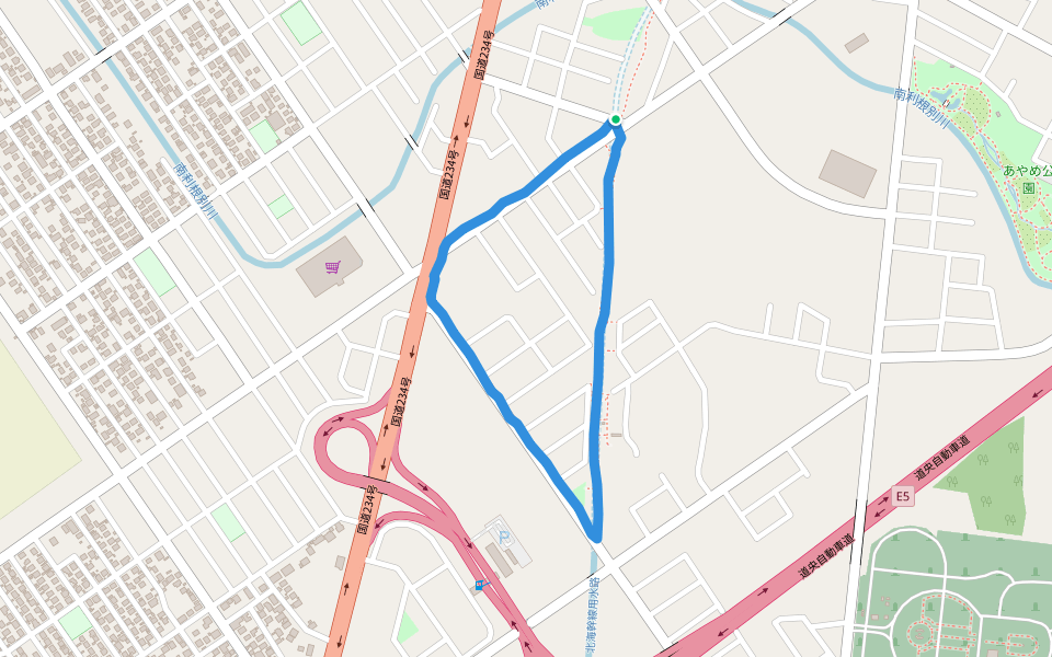 駒園七丁目公園 walking route map in Iwamizawa