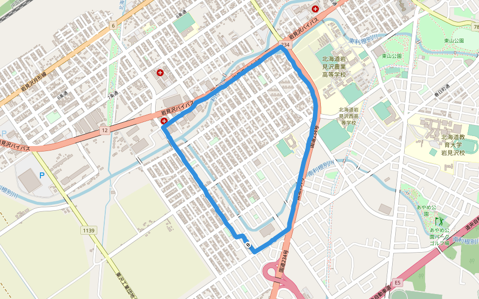 南町中央公園 walking route map in Iwamizawa