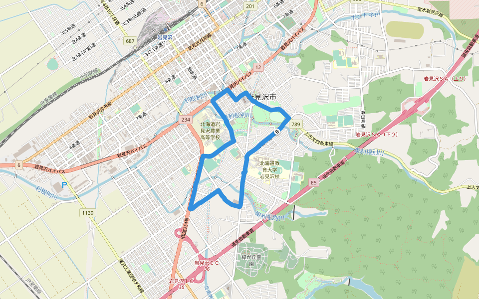 東山公園 walking route map in Iwamizawa