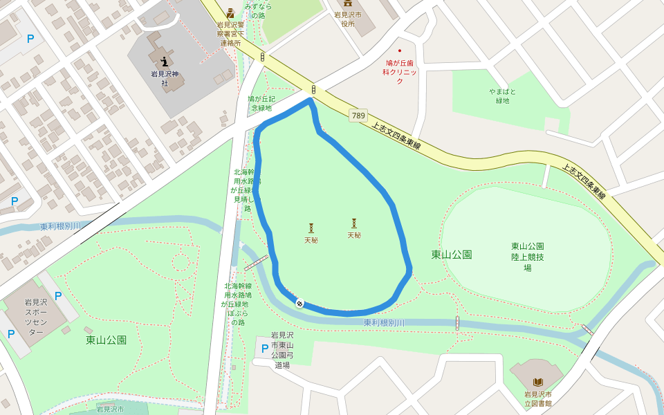 東山公園 walking route map in Iwamizawa