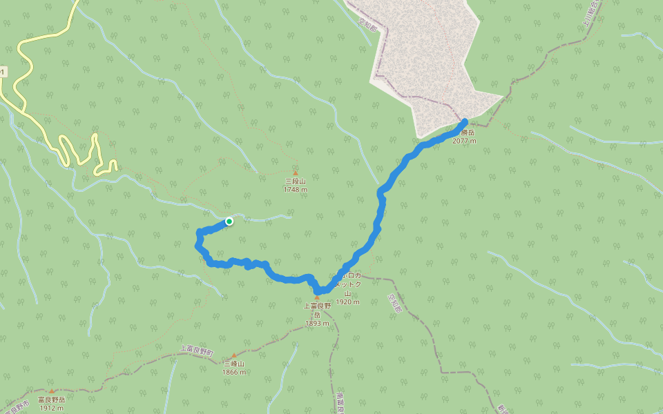 上富良野岳 walking route map in Kamifurano