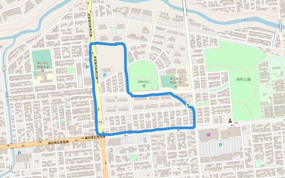 柏林台公園 walking route map in Obihiro