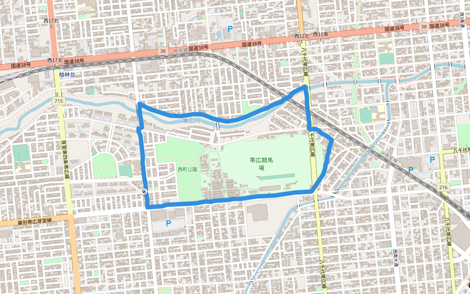帯広競馬場 walking route map in Obihiro