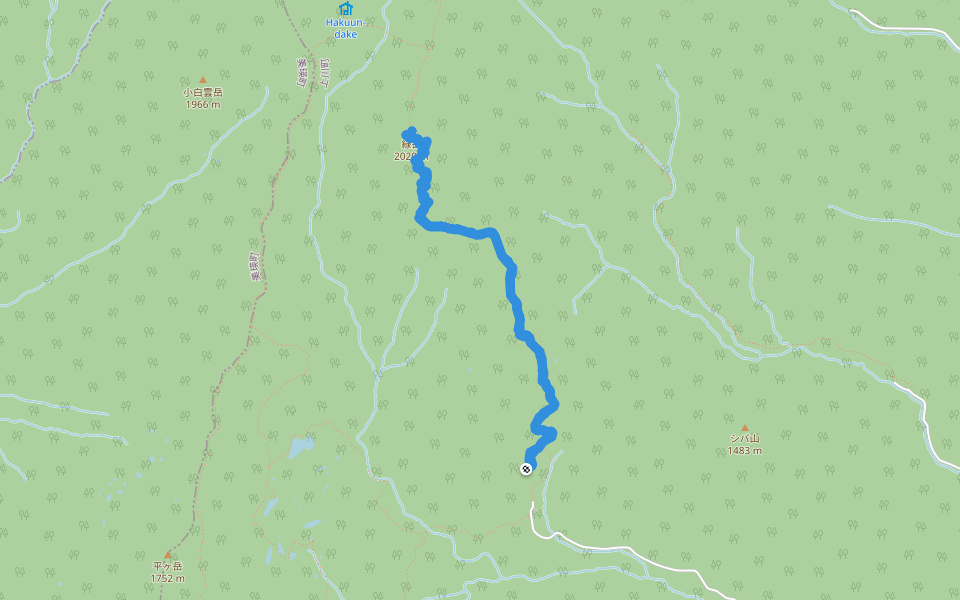 緑岳 walking route map in Kamikawa
