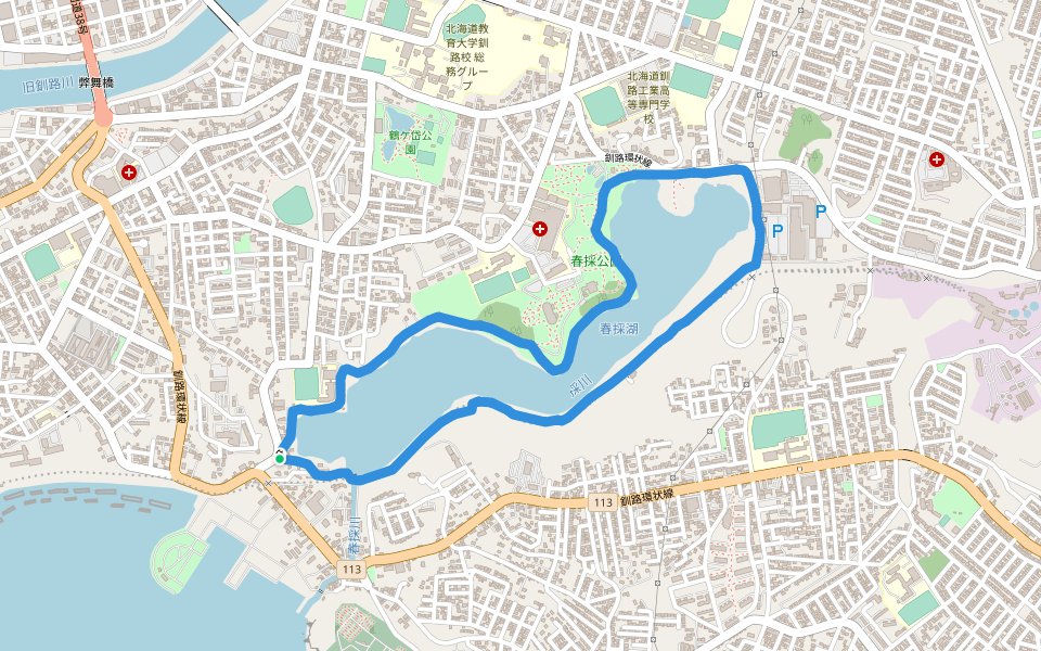 春採湖 walking route map in Kushiro