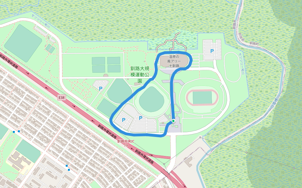 釧路大規模運動公園 walking route map in Kushiro