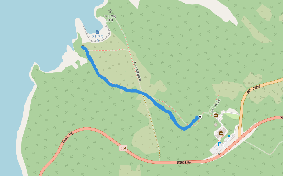 フレペの滝 walking route map in Shari