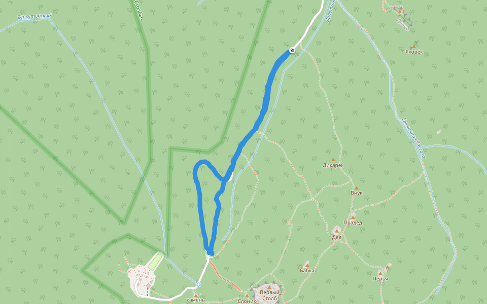 Туристско-экскурсионный район заповедника «Столбы» walking route map in Krasnoyarsk