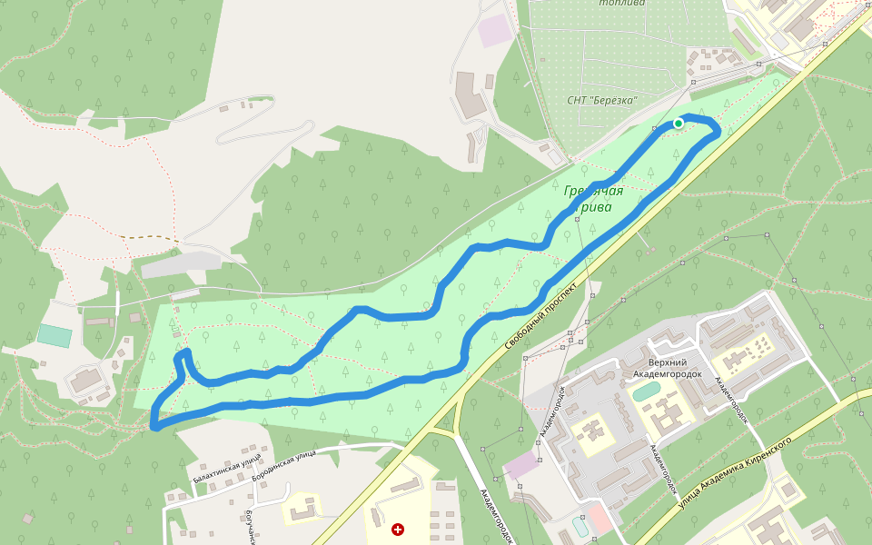 Гремячая Грива walking route map in Krasnoyarsk