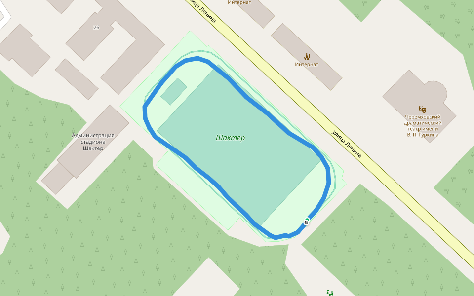 Шахтер walking route map in Cheremkhovo