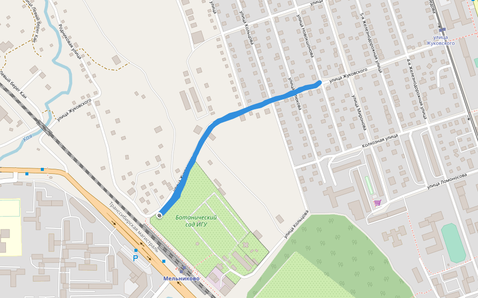 Ботанический сад ИГУ walking route map in Irkutsk