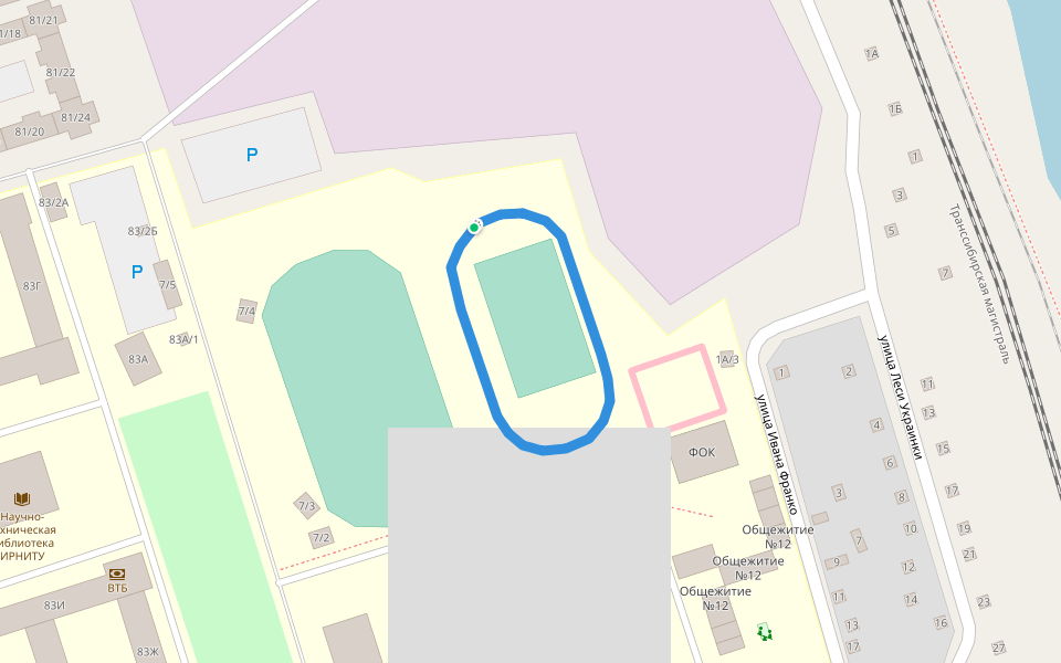 Иркутский национальный исследовательский технический университет walking route map in Irkutsk