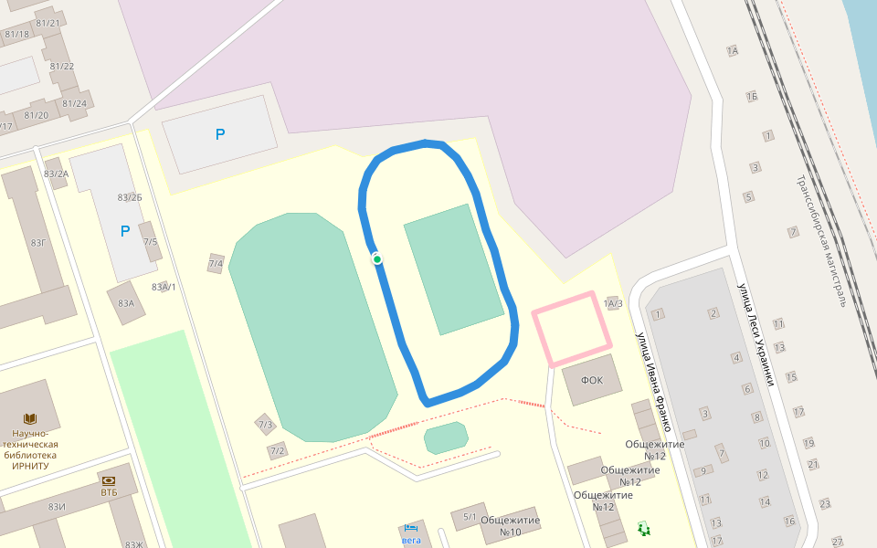 Территория ИрГТУ walking route map in Irkutsk