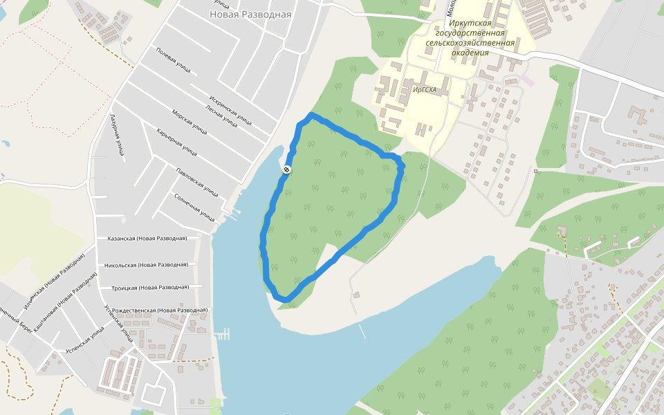 залив Топка walking route map in Novaya Razvodnaya