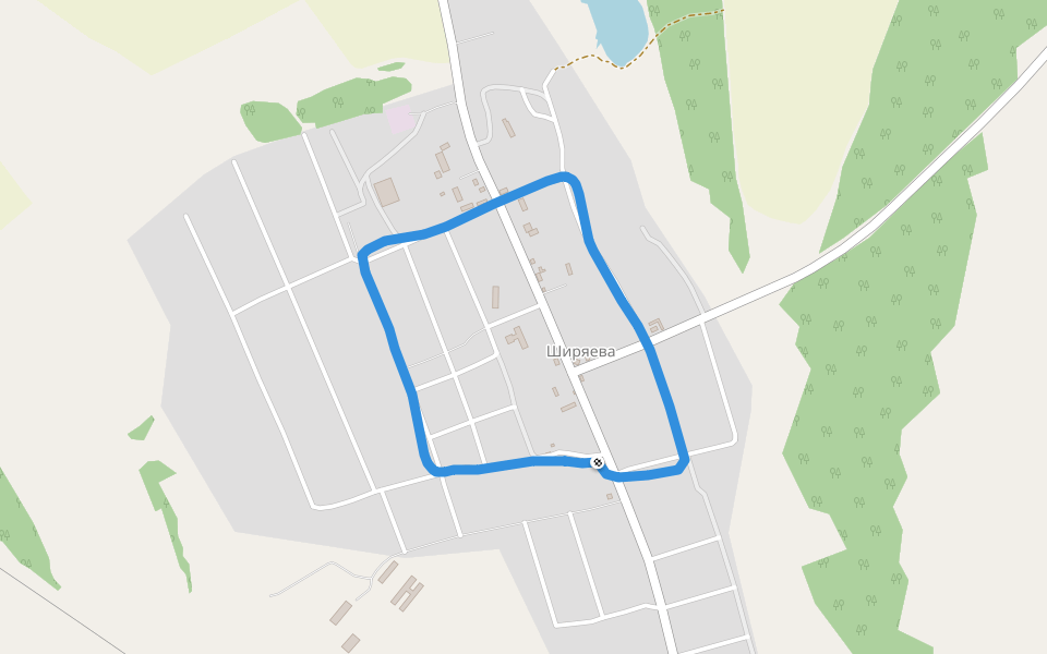 Ширяева walking route map in Shiryaeva