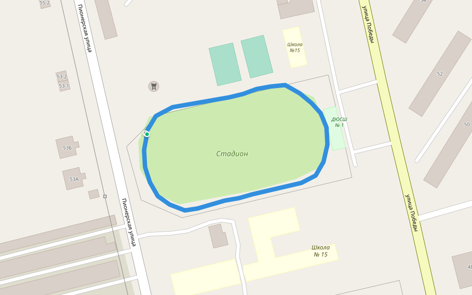 Стадион walking route map in Blagoveshchensk