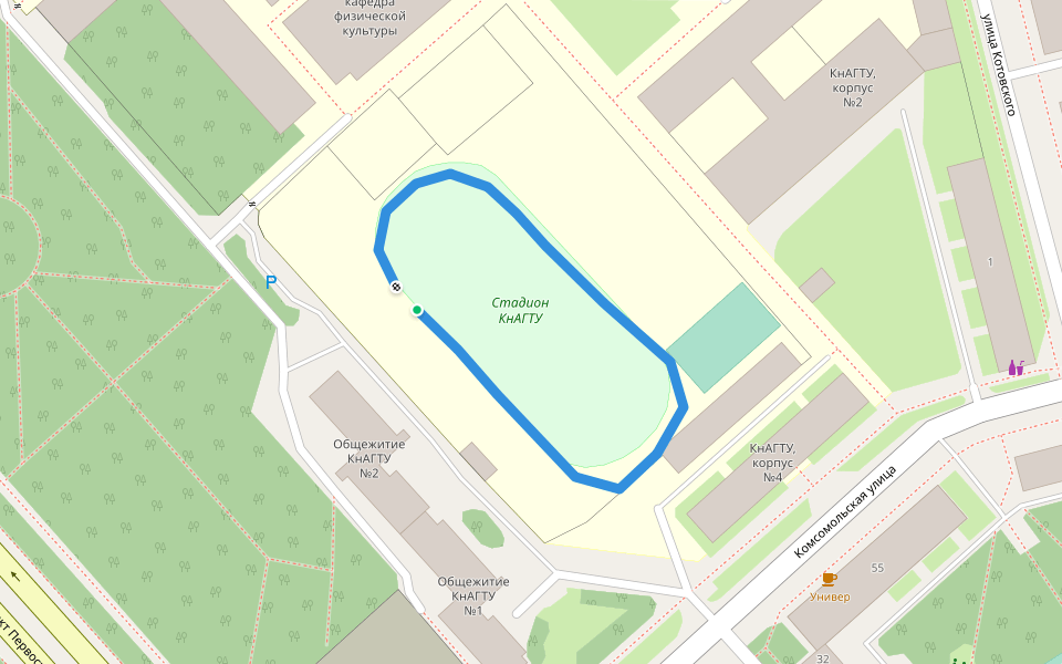 КнАГТУ walking route map in Komsomolsk-on-Amur