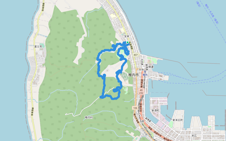 開基百年記念塔 walking route map in Wakkanai