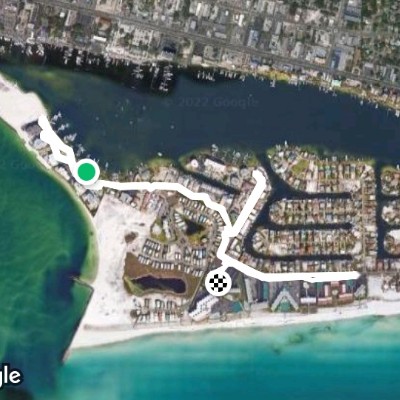 past marina to dead end to stop and back