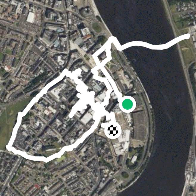 The peace bridge and Derry walls