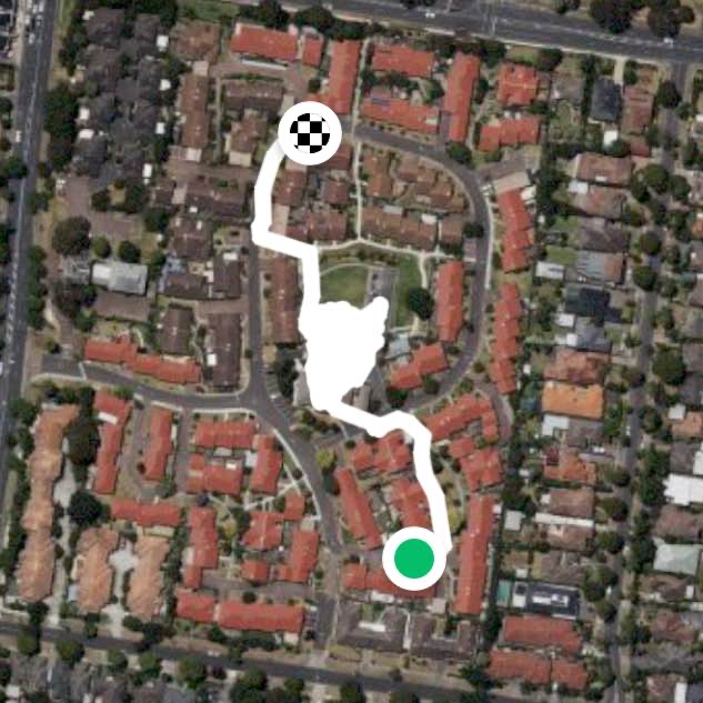 Community hall and village route