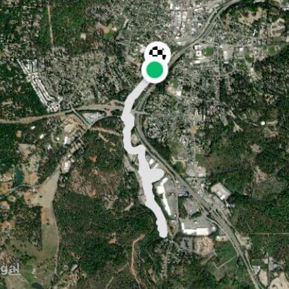 Downtown Grass Valley to Wolf Creek trail.