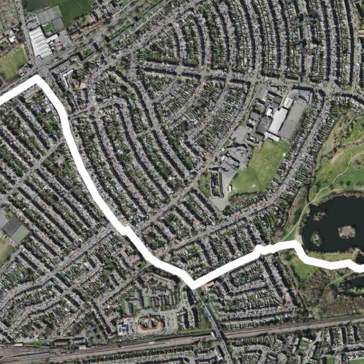 Barking park to Mayesbrook park route